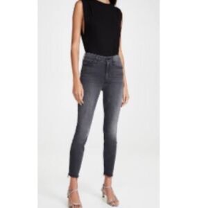 MOTHER High Waisted Looker Ankle Fray Jeans in Slightly Shady Gray- Size 25